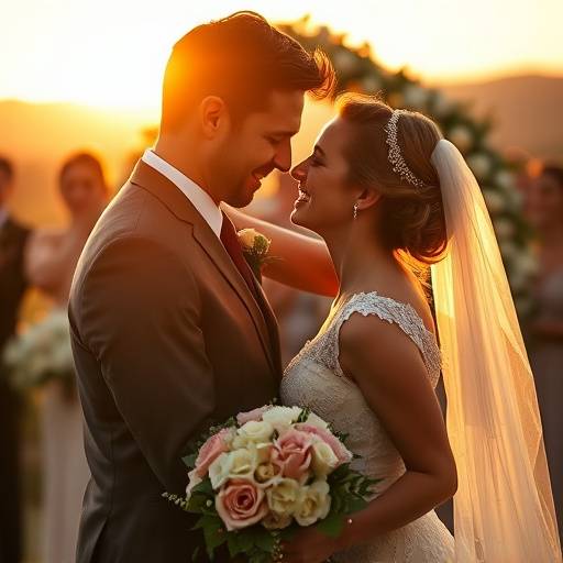 Casal apaixonado durante a cerimônia de casamento