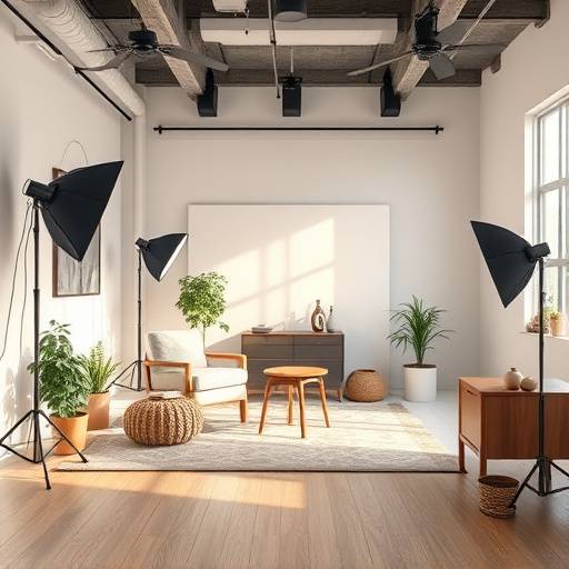 O interior moderno e acolhedor do estüdio de fotografia